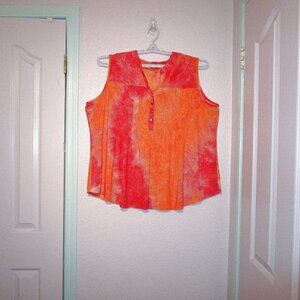 COCOMO Floral METALLIC Swirls Size 2X BLOUSE Tunic Top V-NECK Jersey SLEEVELESS